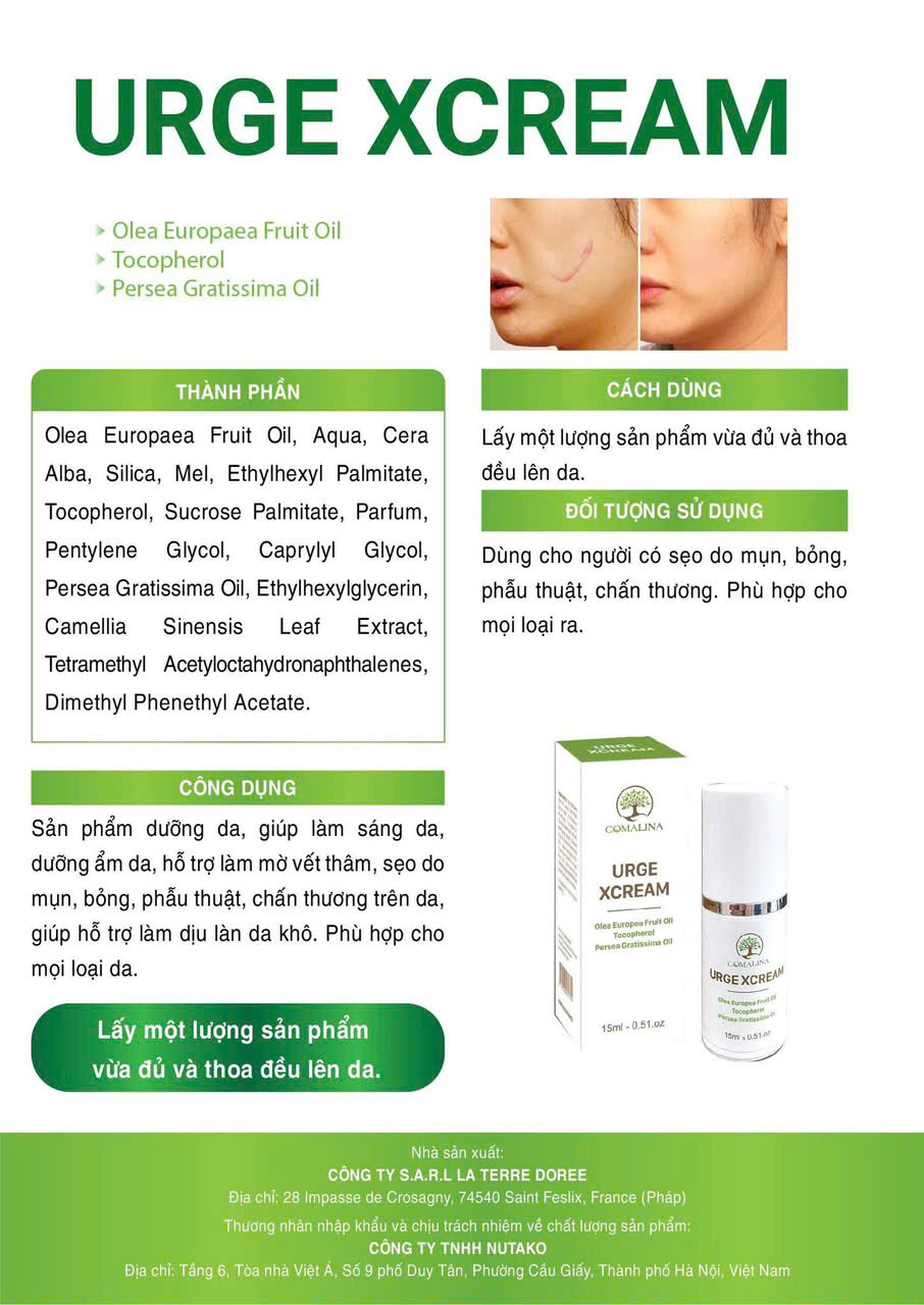 Kem mờ sẹo COMALINA URGE XCREAM 15ml